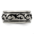 Black & Grey Brushed Wedding Band in Titanium, 10mm