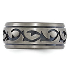 Black & Grey Brushed Wedding Band in Titanium, 10mm