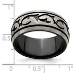 Black & Grey Brushed Wedding Band in Titanium, 10mm