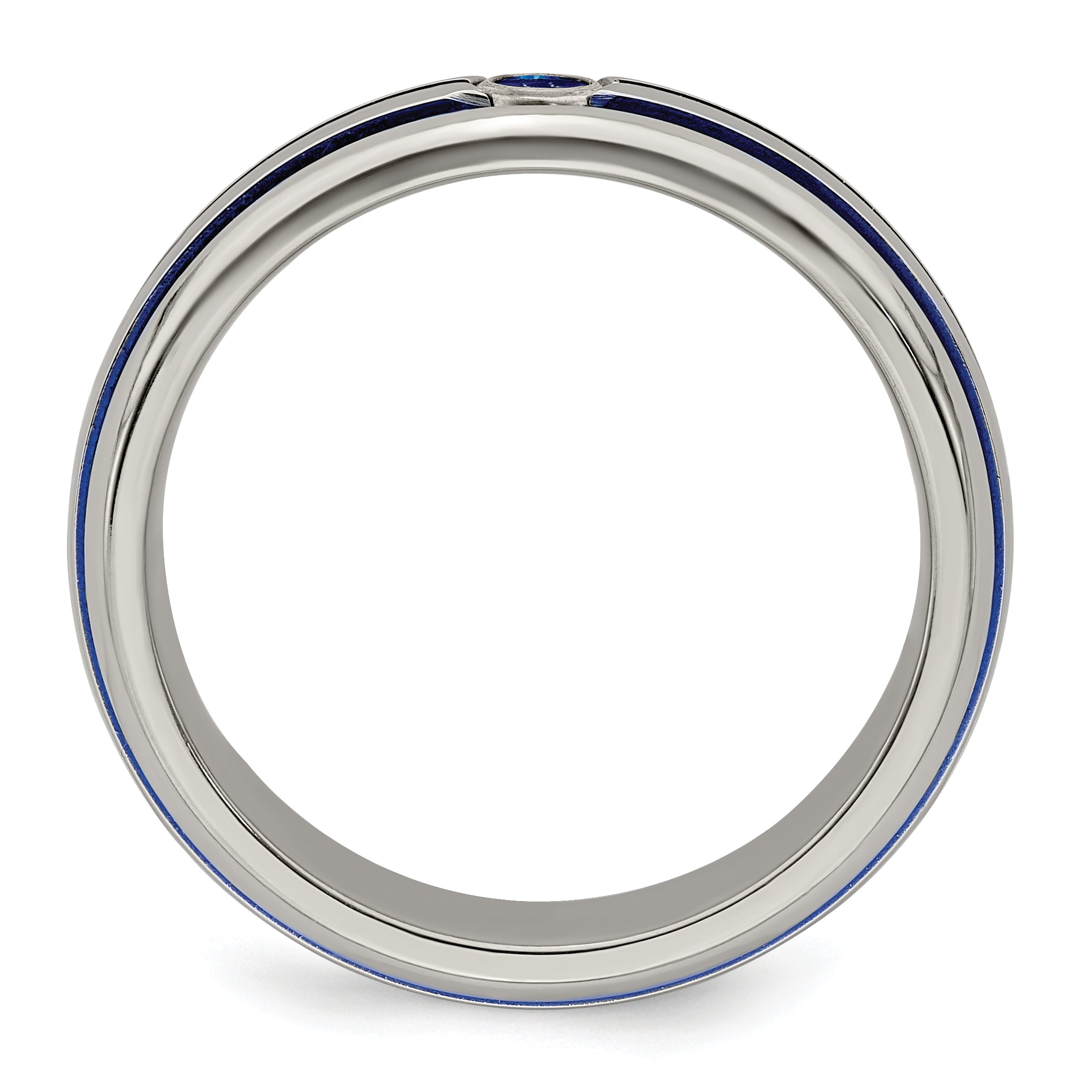 Sophia Jewelers Titanium Sapphire Grooved Wedding Band with Blue Anodized Accents Secondary image