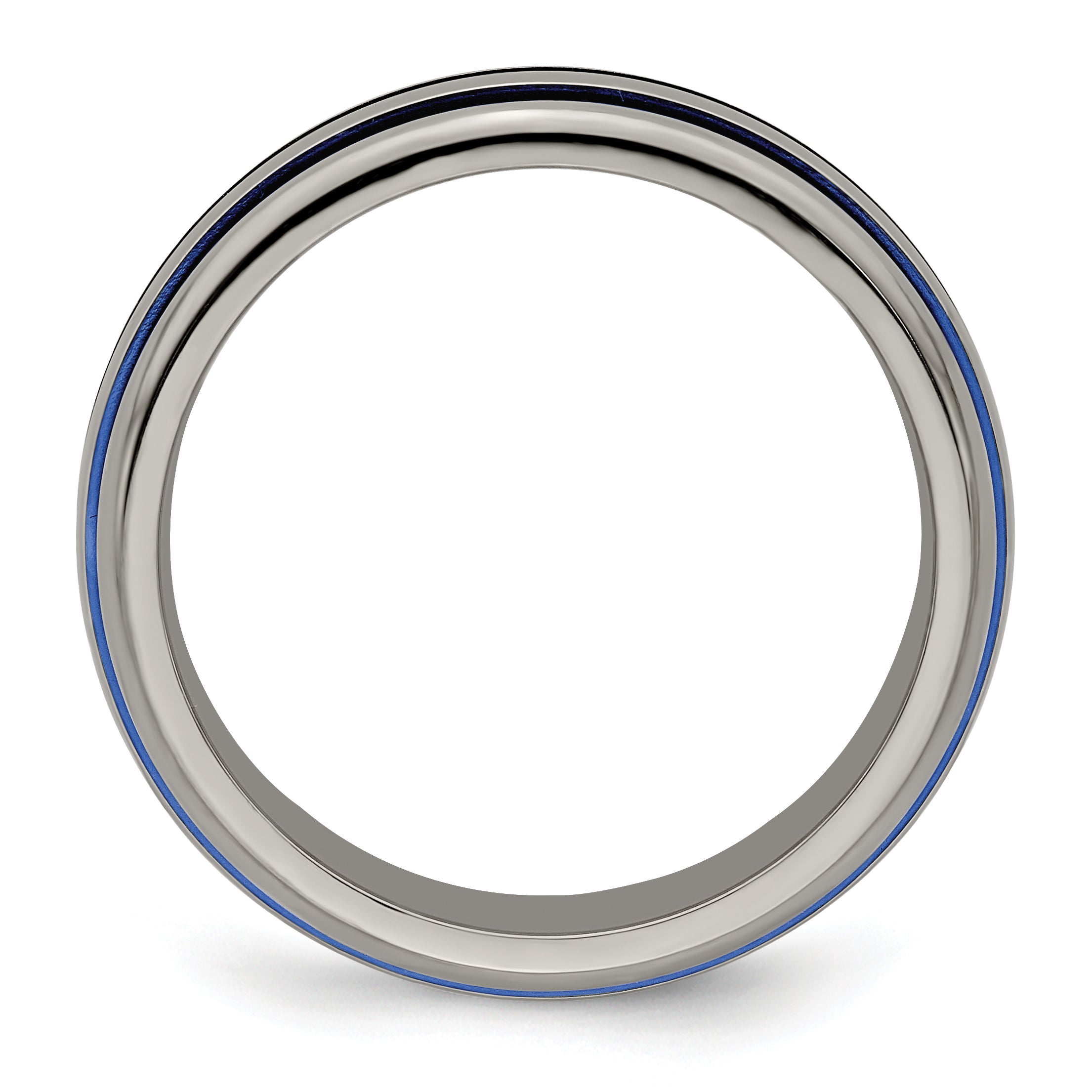 Titanium Wedding Band with Blue Anodized Grooves Polished Finish Secondary image
