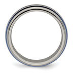 Titanium Wedding Band with Blue Anodized Grooves Polished Finish