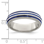 Titanium Wedding Band with Blue Anodized Grooves Polished Finish