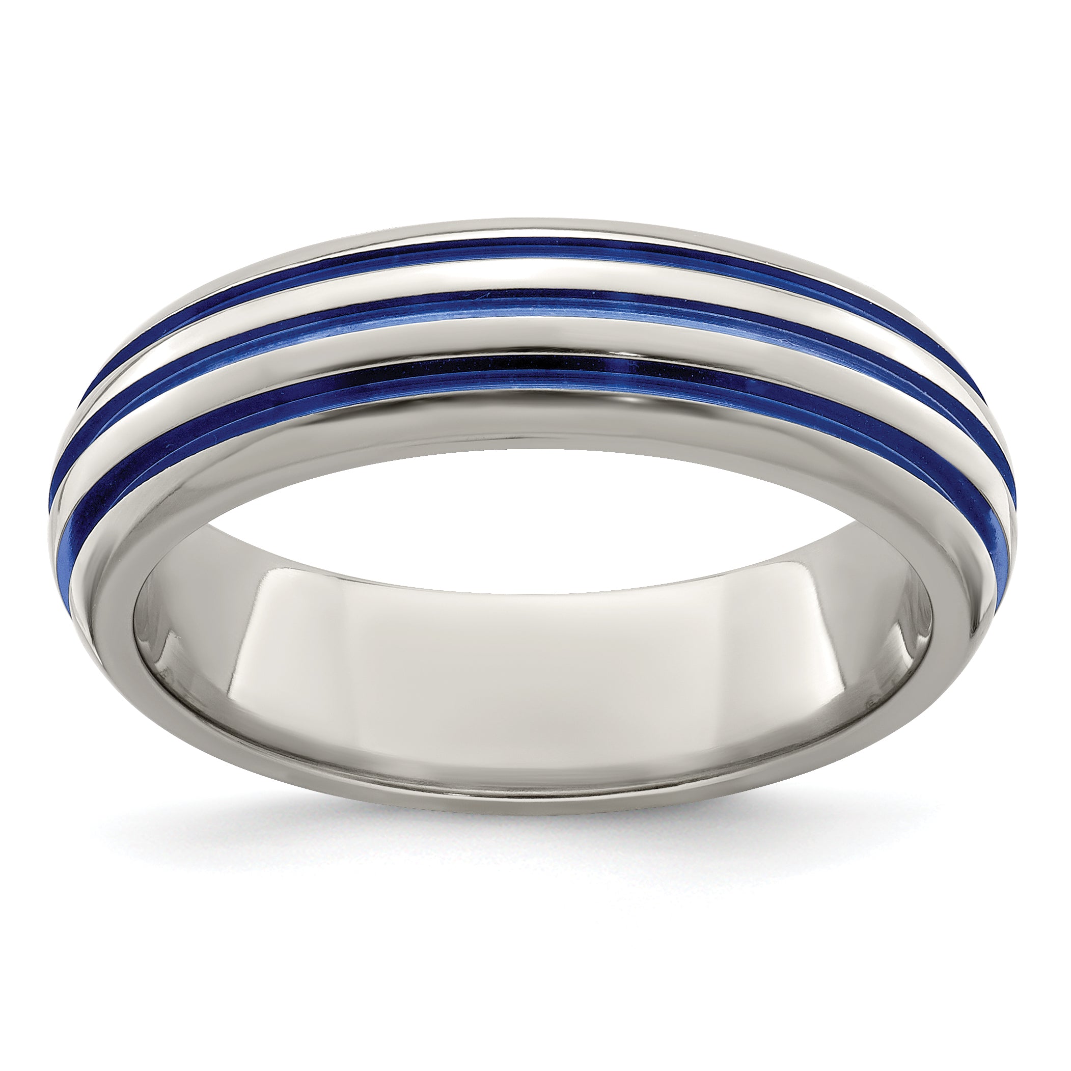 Edward Mirell Titanium Triple Groove Blue Anodized Ring Main image