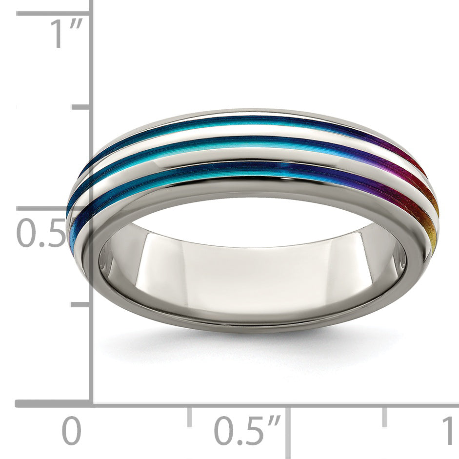 Edward Mirell Titanium Triple Groove Multi-color Anodized Ring