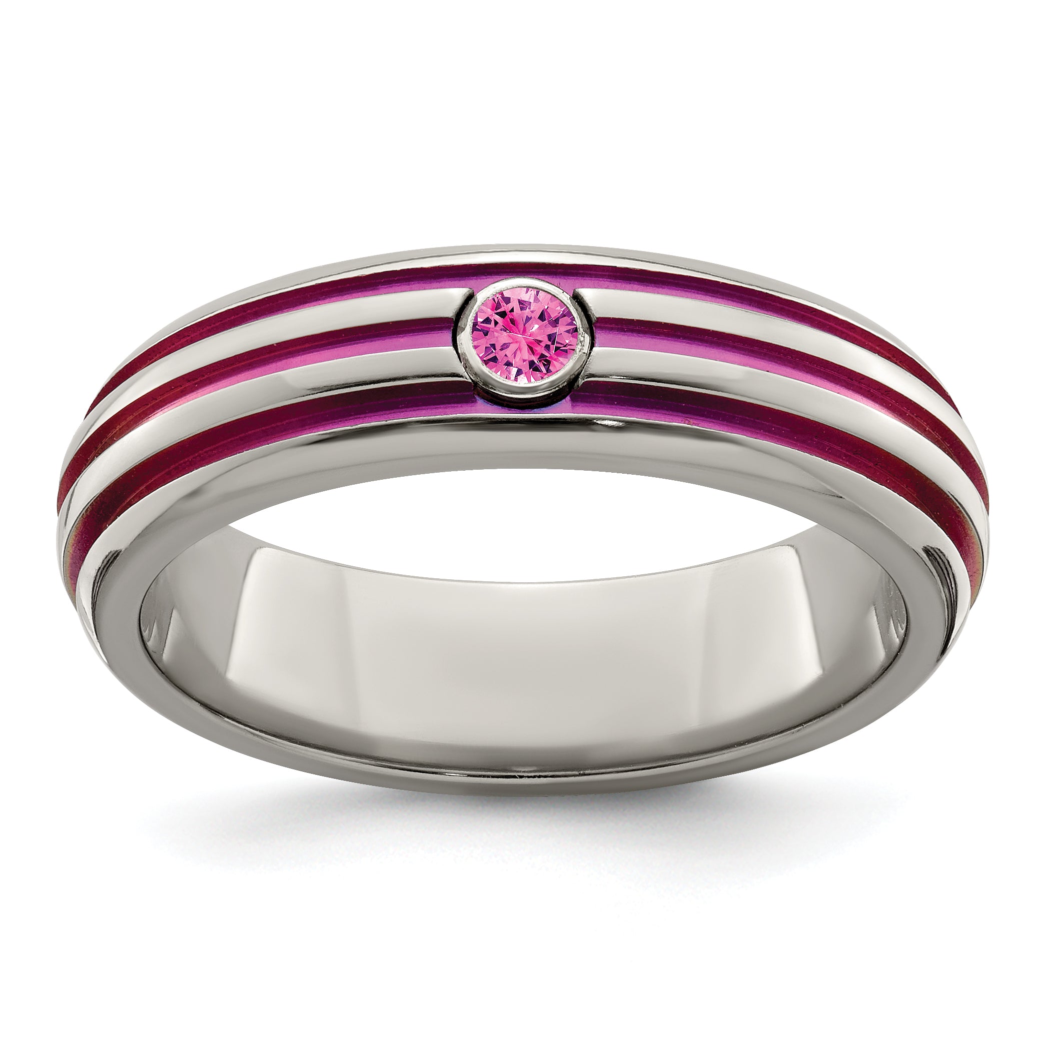Edward Mirell Titanium Trpl Groove Pink Anodized & Pink Sapphire Ring Main image