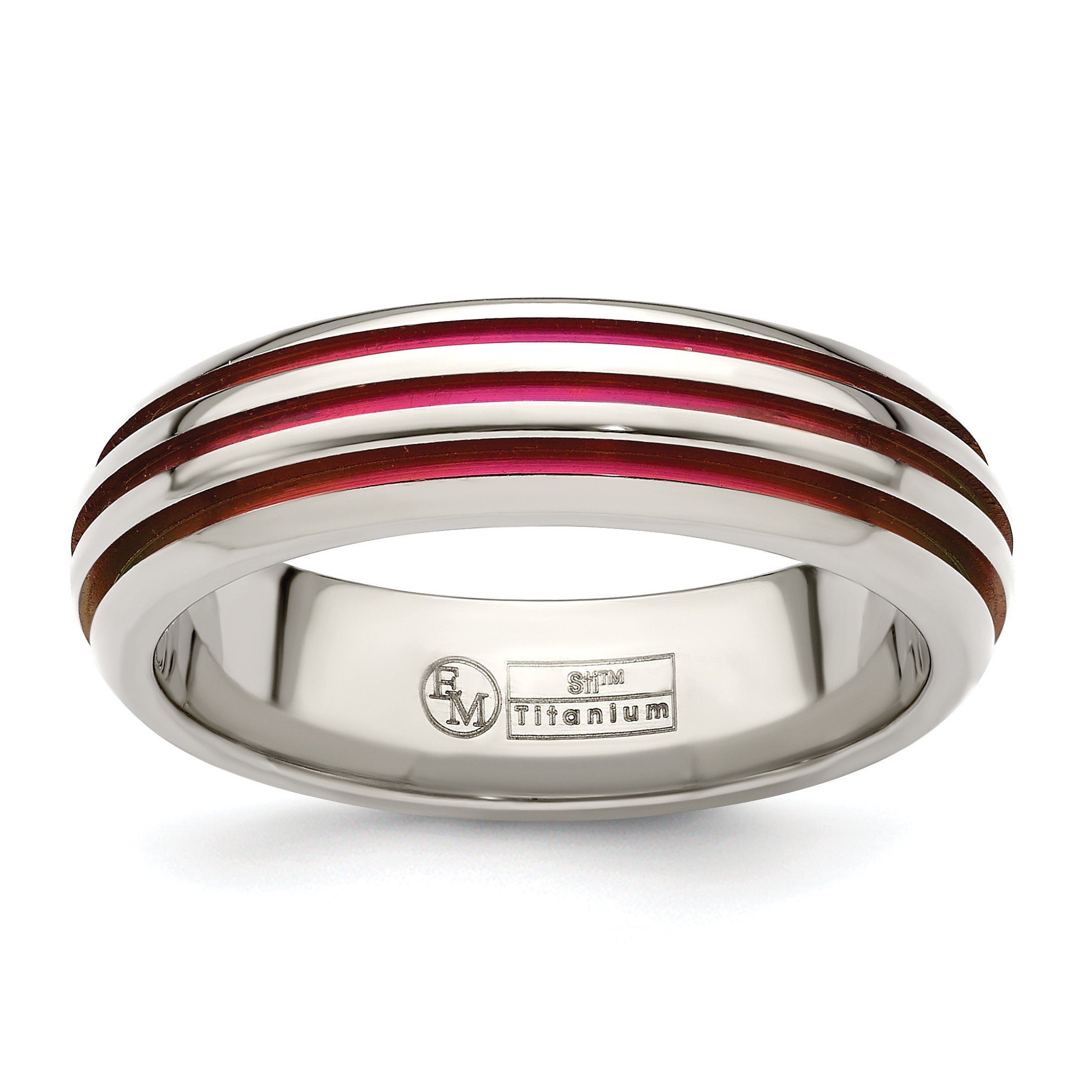 Edward Mirell Titanium Pink Anodized Triple Groove 6mm Band Main image