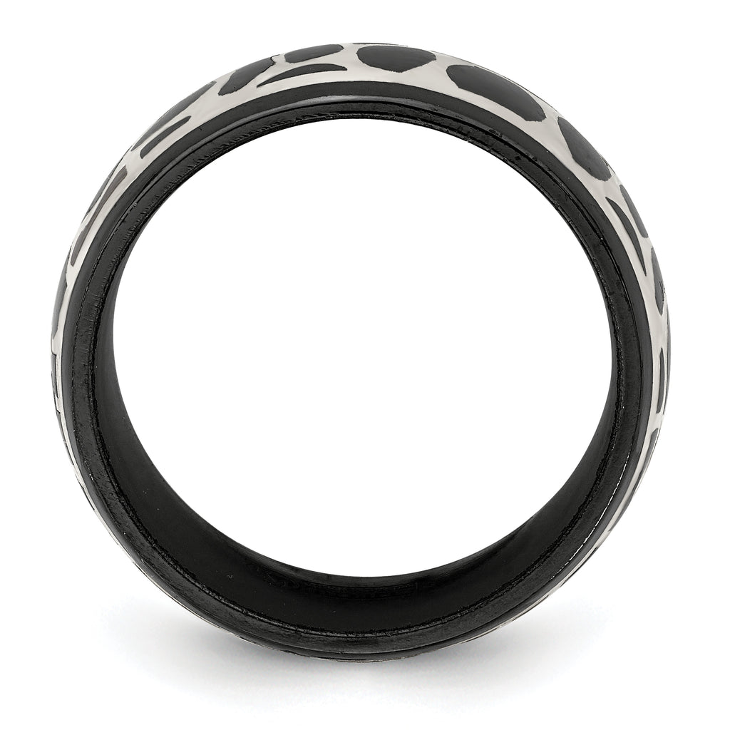 Edward Mirell Black Titanium Sterling Silver Two-Tone Polished Wedding Band