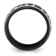 Edward Mirell Black Titanium Sterling Silver Two-Tone Polished Wedding Band