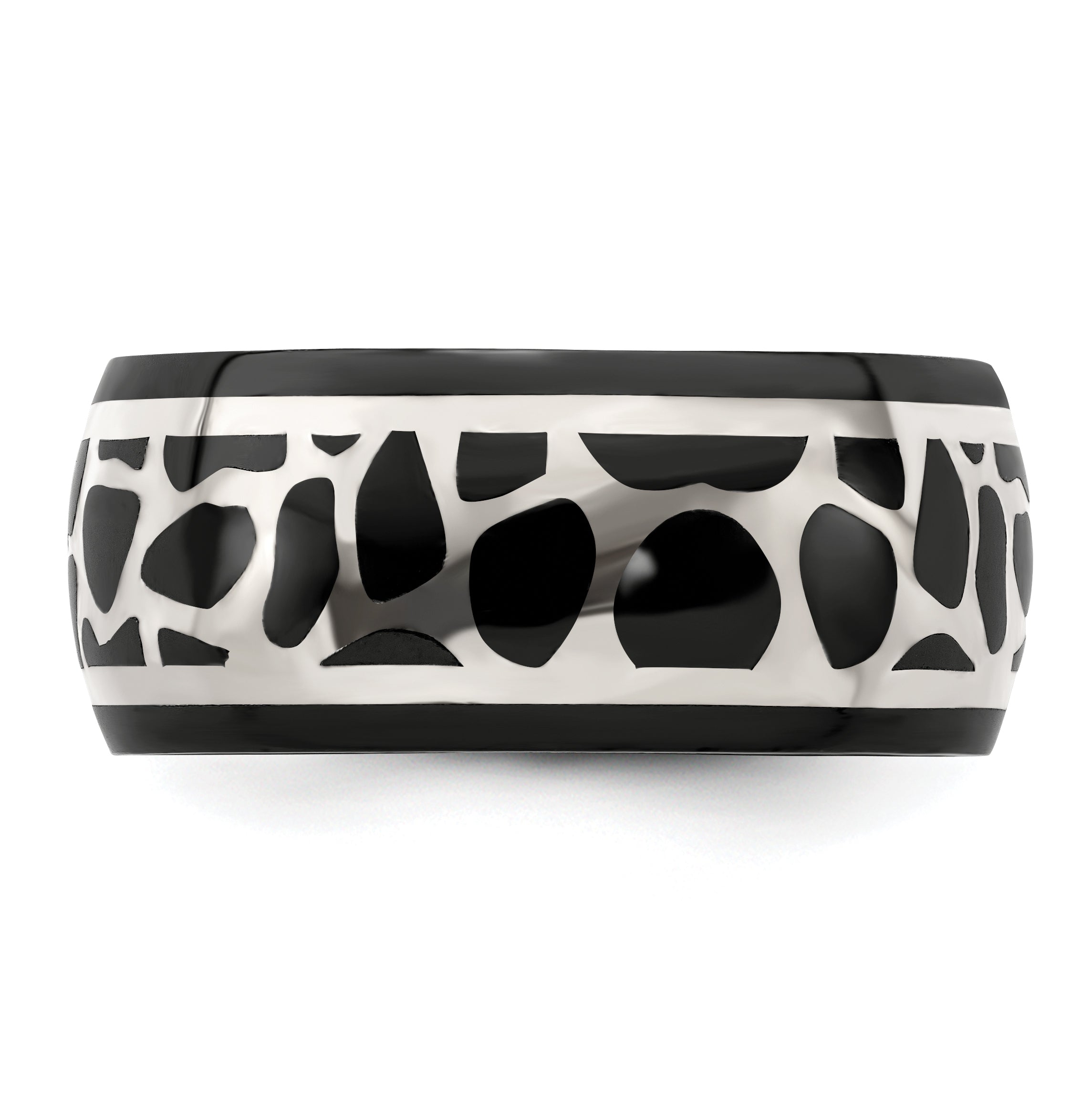 Edward Mirell Black Titanium Sterling Silver Two-Tone Polished Wedding Band