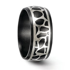 Edward Mirell Black Titanium Sterling Silver Two-Tone Polished Wedding Band