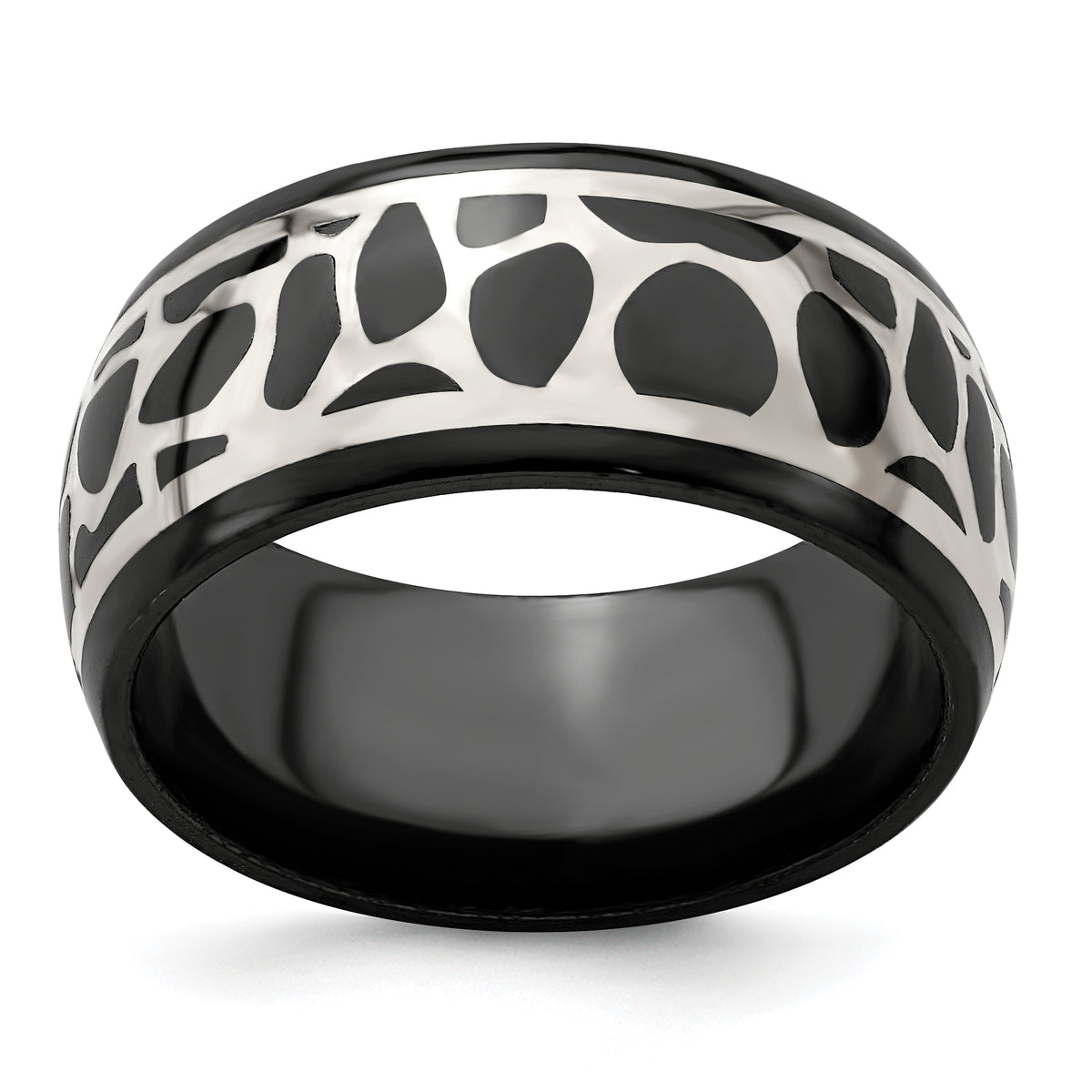 Edward Mirell Black Ti & Sterling Silver Polished Cobblestone Ring