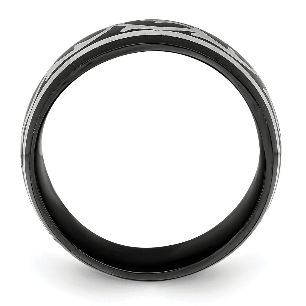 Thorn Wedding Band in Black Titanium & Sterling Silver, 10mm