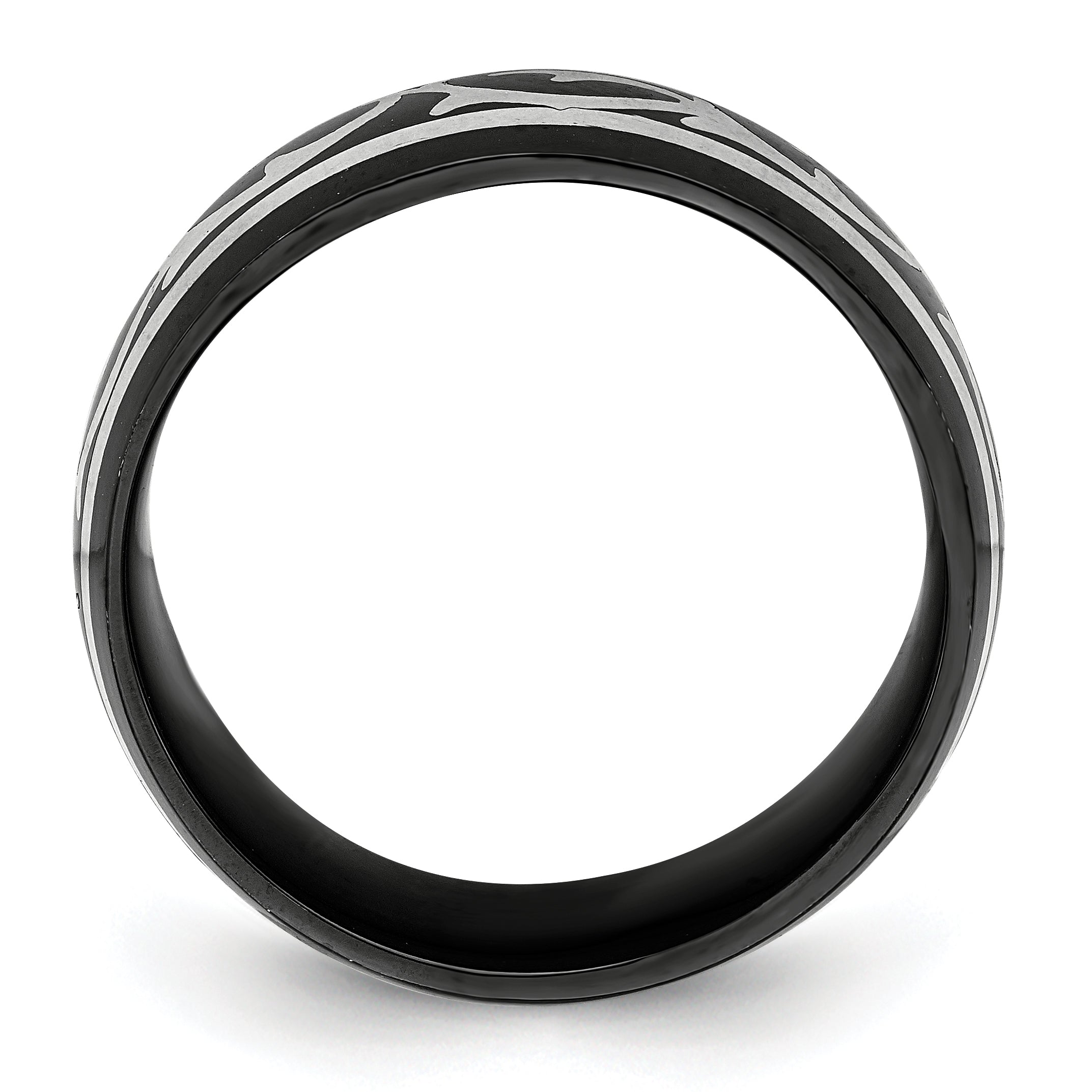 Thorn Wedding Band in Black Titanium & Sterling Silver, 10mm
