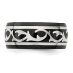 Thorn Wedding Band in Black Titanium & Sterling Silver, 10mm