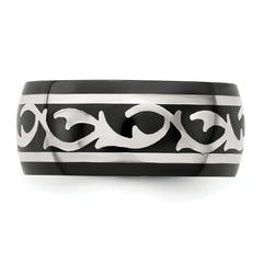 Titanium Sterling Silver Two-Tone Polished Wedding Band