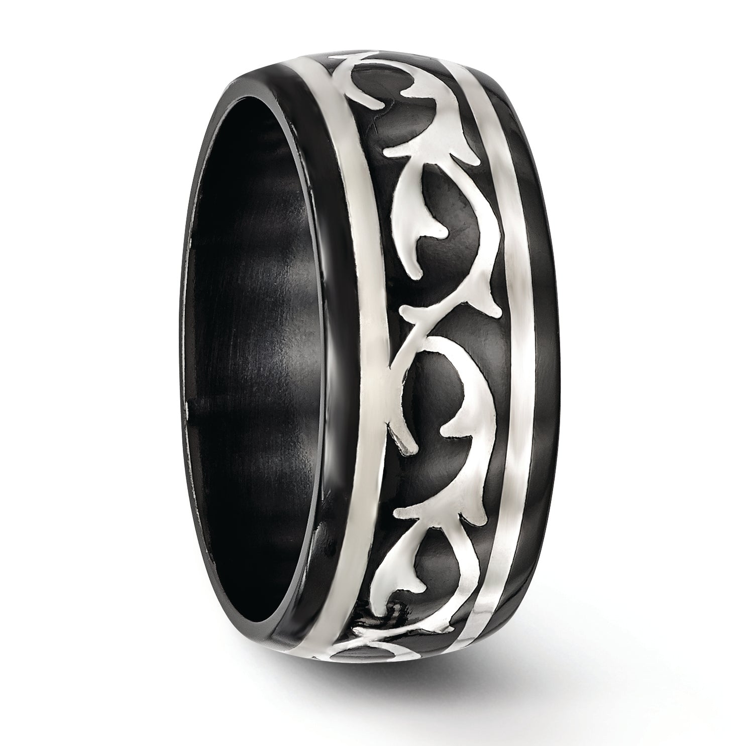 Edward Mirell Black Ti & Sterling Silver Polished Thorn Ring