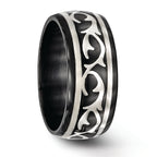 Thorn Wedding Band in Black Titanium & Sterling Silver, 10mm