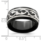 Thorn Wedding Band in Black Titanium & Sterling Silver, 10mm