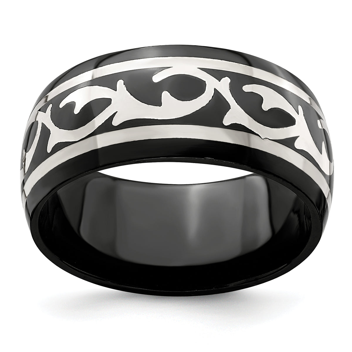 Edward Mirell Black Ti & Sterling Silver Polished Thorn Ring