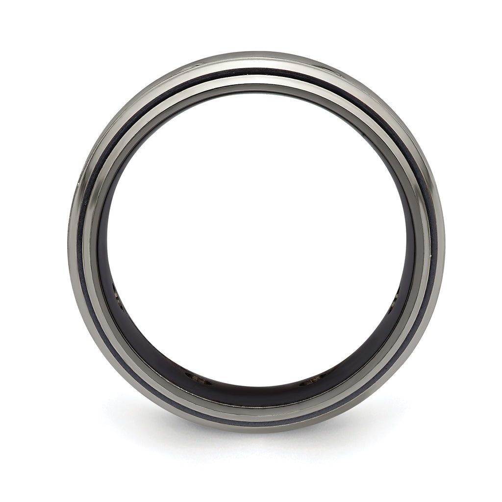 Edward Mirell Titanium Wedding Band with White Sapphire Bezel