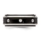 Edward Mirell Titanium Wedding Band with White Sapphire Bezel