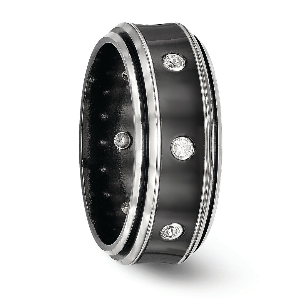 Edward Mirell Titanium Wedding Band with White Sapphire Bezel