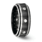 Edward Mirell Titanium Wedding Band with White Sapphire Bezel