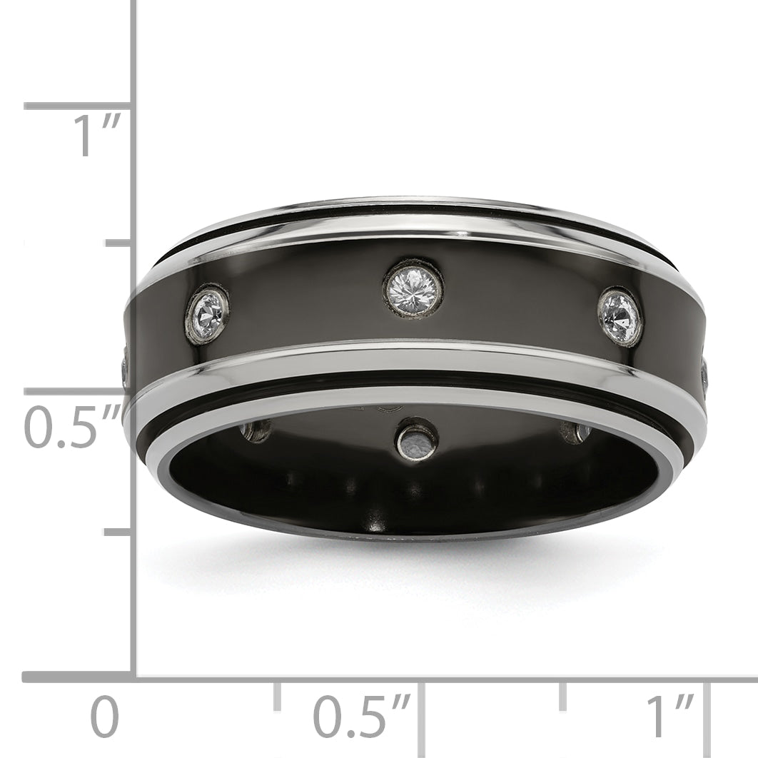 Edward Mirell Titanium Wedding Band with White Sapphire Bezel