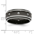 Edward Mirell Titanium Wedding Band with White Sapphire Bezel