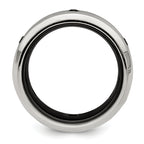 Black Spinel Wedding Band in Black Titanium & Sterling Silver, 10mm