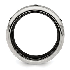 Edward Mirell Black Ti & Sterling Silver Brushed & Polished Spinel Ring