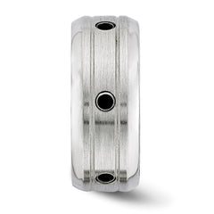 Edward Mirell Titanium and Sterling Silver Spinel Wedding Band with Grooved Design - 8