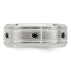 Black Spinel Wedding Band in Black Titanium & Sterling Silver, 10mm