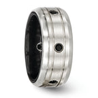 Black Spinel Wedding Band in Black Titanium & Sterling Silver, 10mm