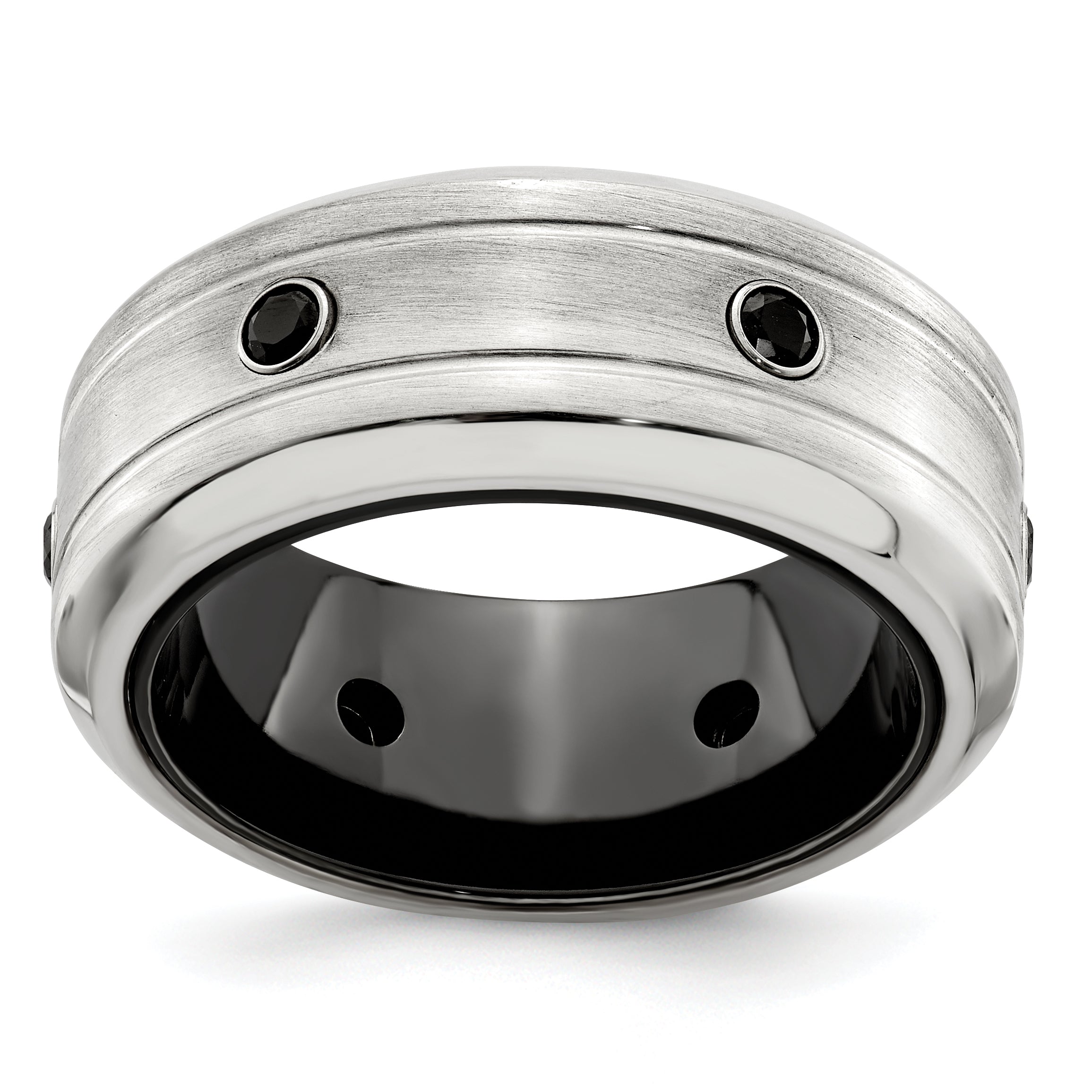 Edward Mirell Black Ti & Sterling Silver Satin & Polished Spinel Ring Main image