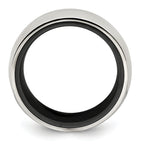 Domed Wedding Band in Black Titanium & Sterling Silver, 10mm