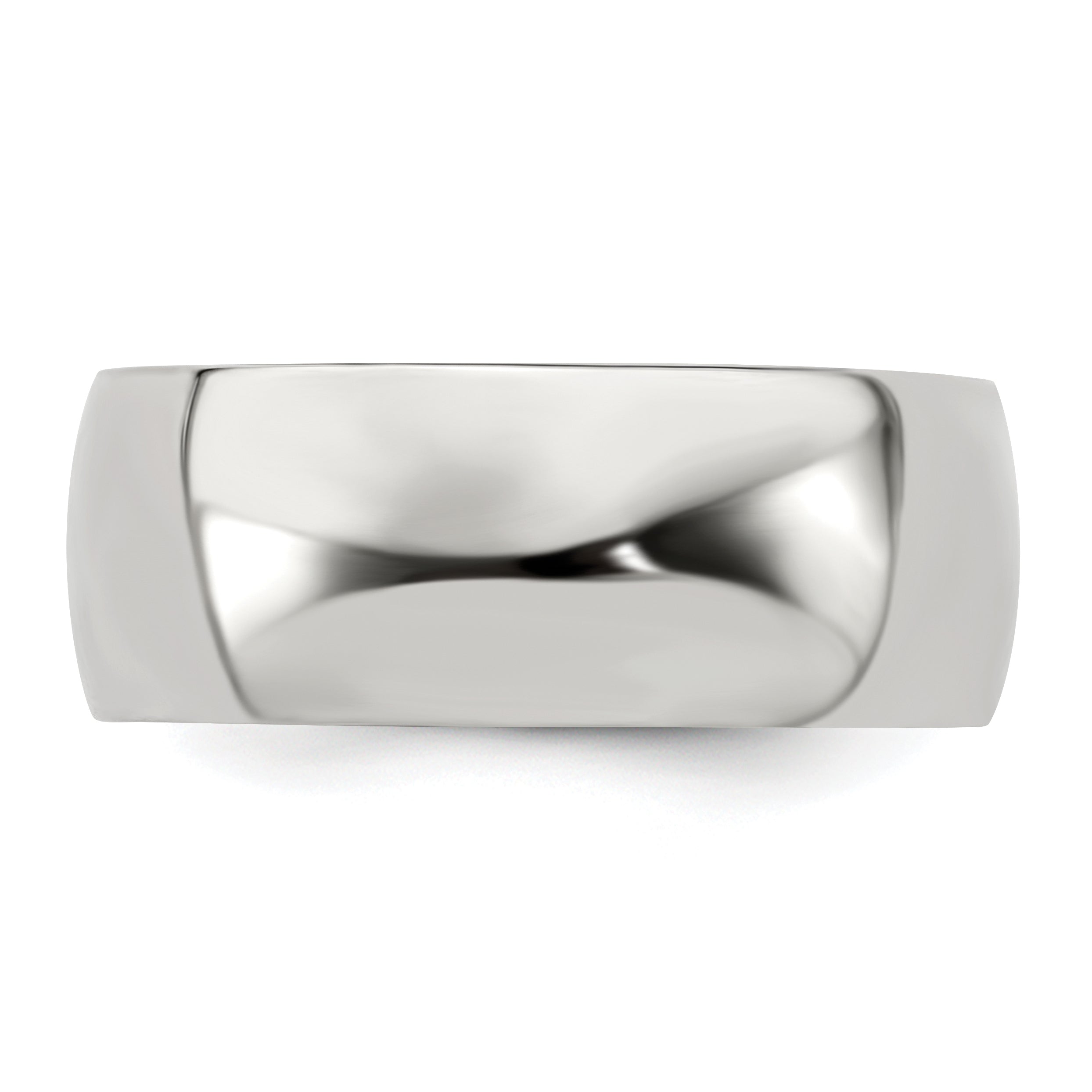 Domed Wedding Band in Black Titanium & Sterling Silver, 10mm