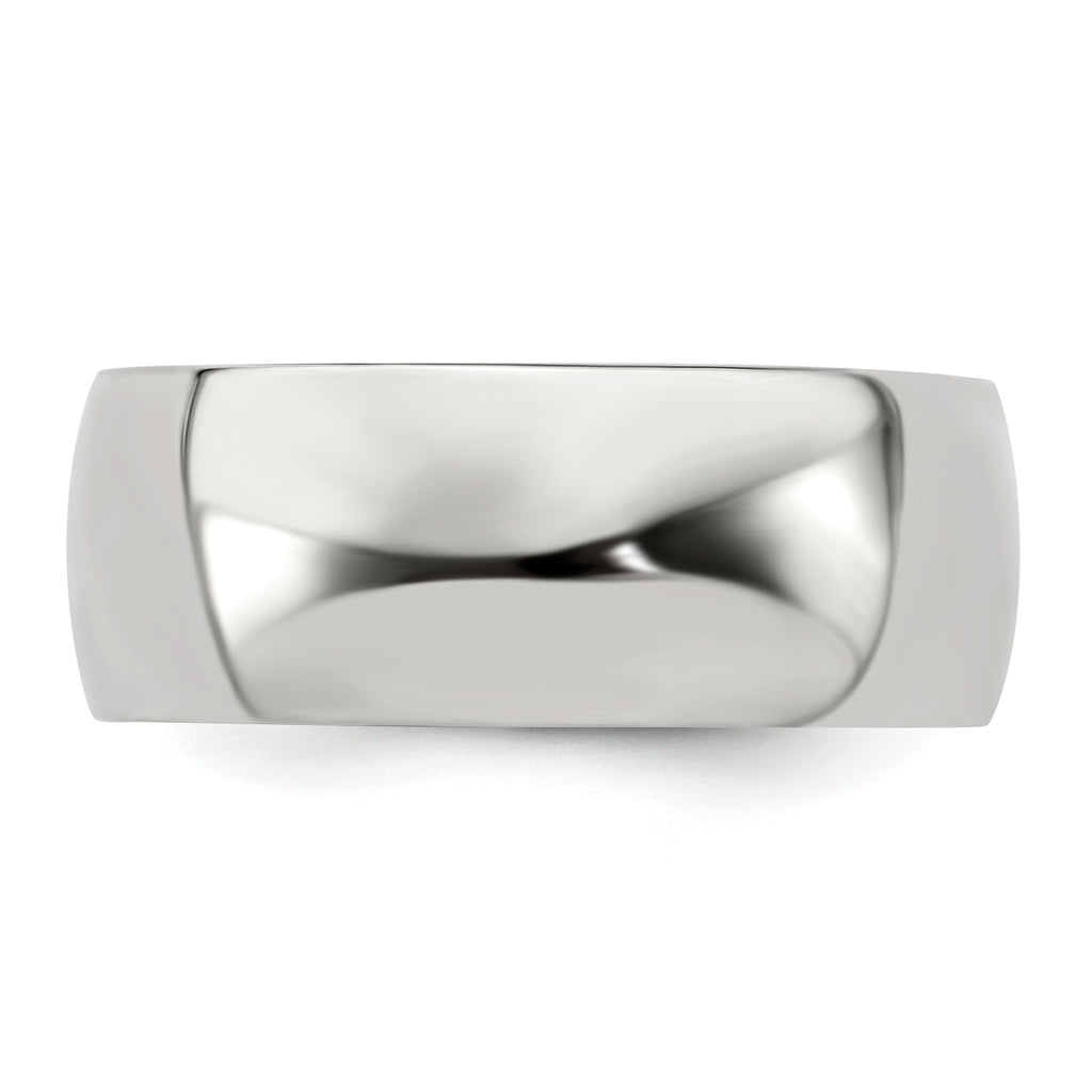 Domed Wedding Band in Black Titanium & Sterling Silver, 10mm