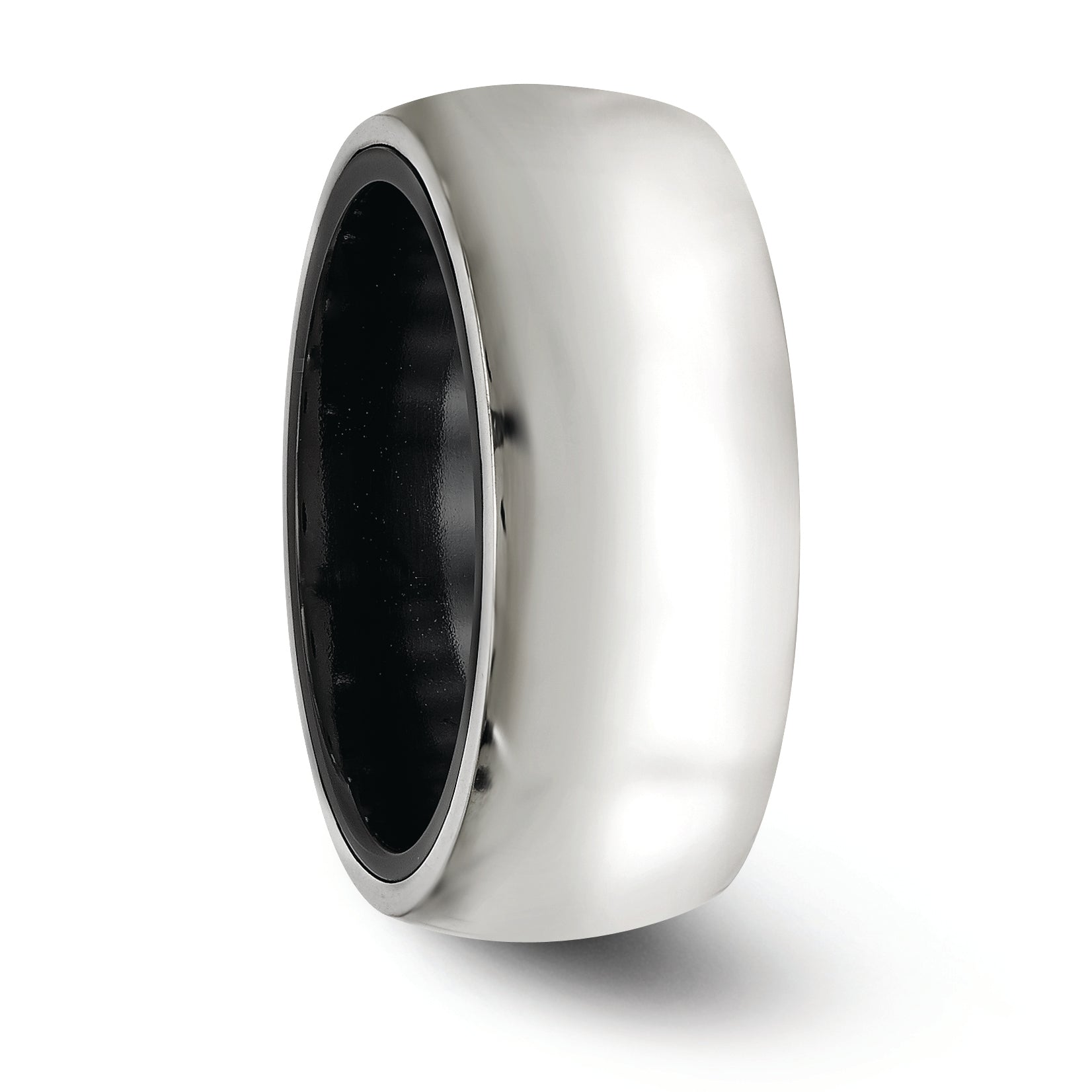 Edward Mirell Black Ti & Sterling Silver Polished Domed Ring
