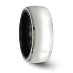 Domed Wedding Band in Black Titanium & Sterling Silver, 10mm