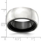 Domed Wedding Band in Black Titanium & Sterling Silver, 10mm