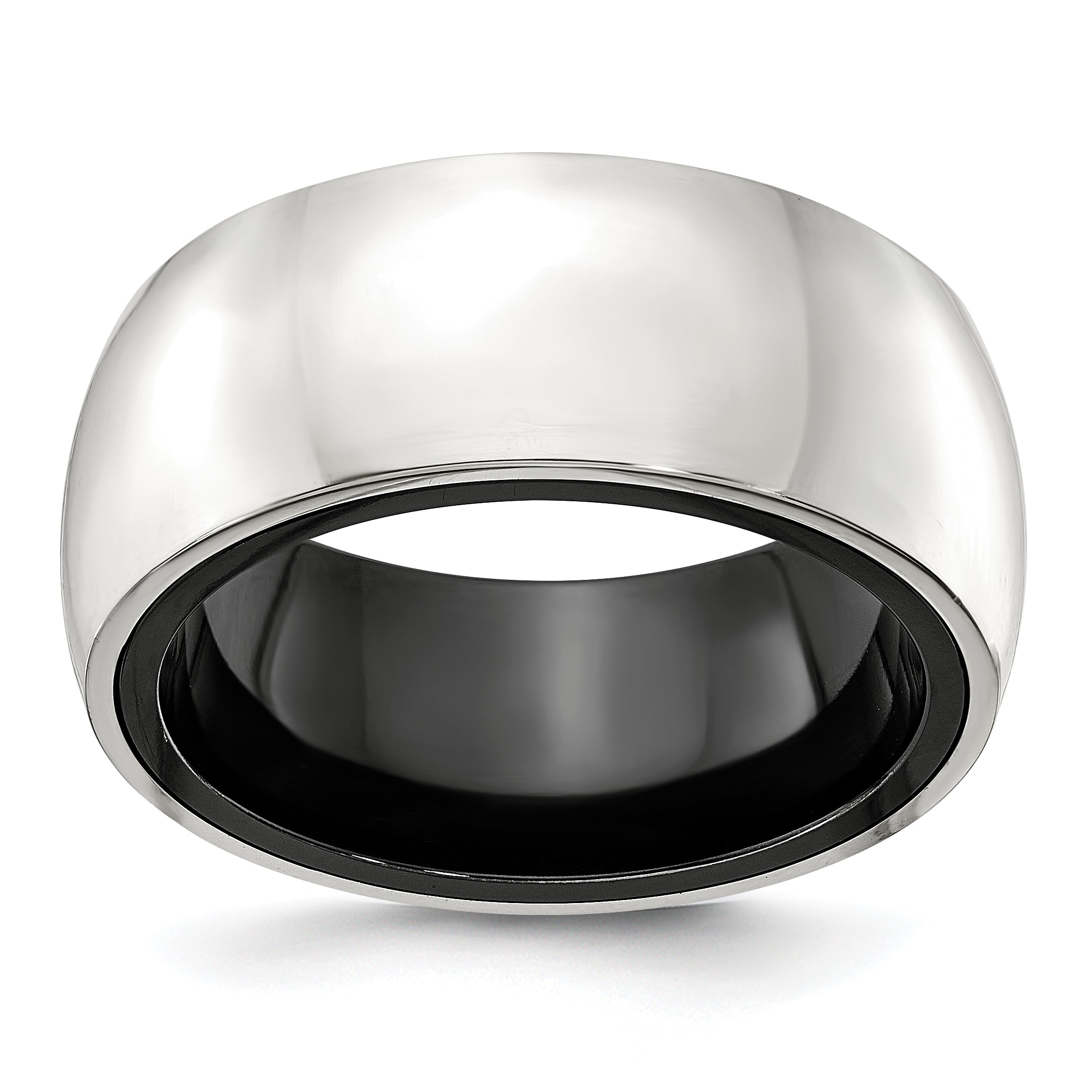 Edward Mirell Black Ti & Sterling Silver Polished Domed Ring