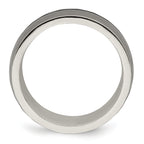 Black Inlay Wedding Band in Sterling Silver & Titanium, 10mm