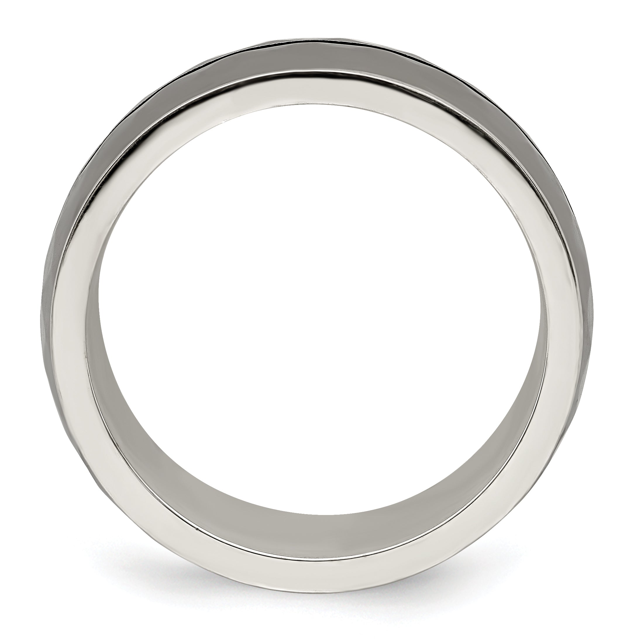 Black Inlay Wedding Band in Sterling Silver & Titanium, 10mm