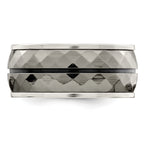 Black Inlay Wedding Band in Sterling Silver & Titanium, 10mm