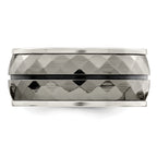 Black Inlay Wedding Band in Sterling Silver & Titanium, 10mm