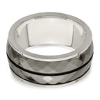 Black Inlay Wedding Band in Sterling Silver & Titanium, 10mm