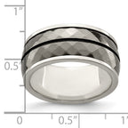 Black Inlay Wedding Band in Sterling Silver & Titanium, 10mm