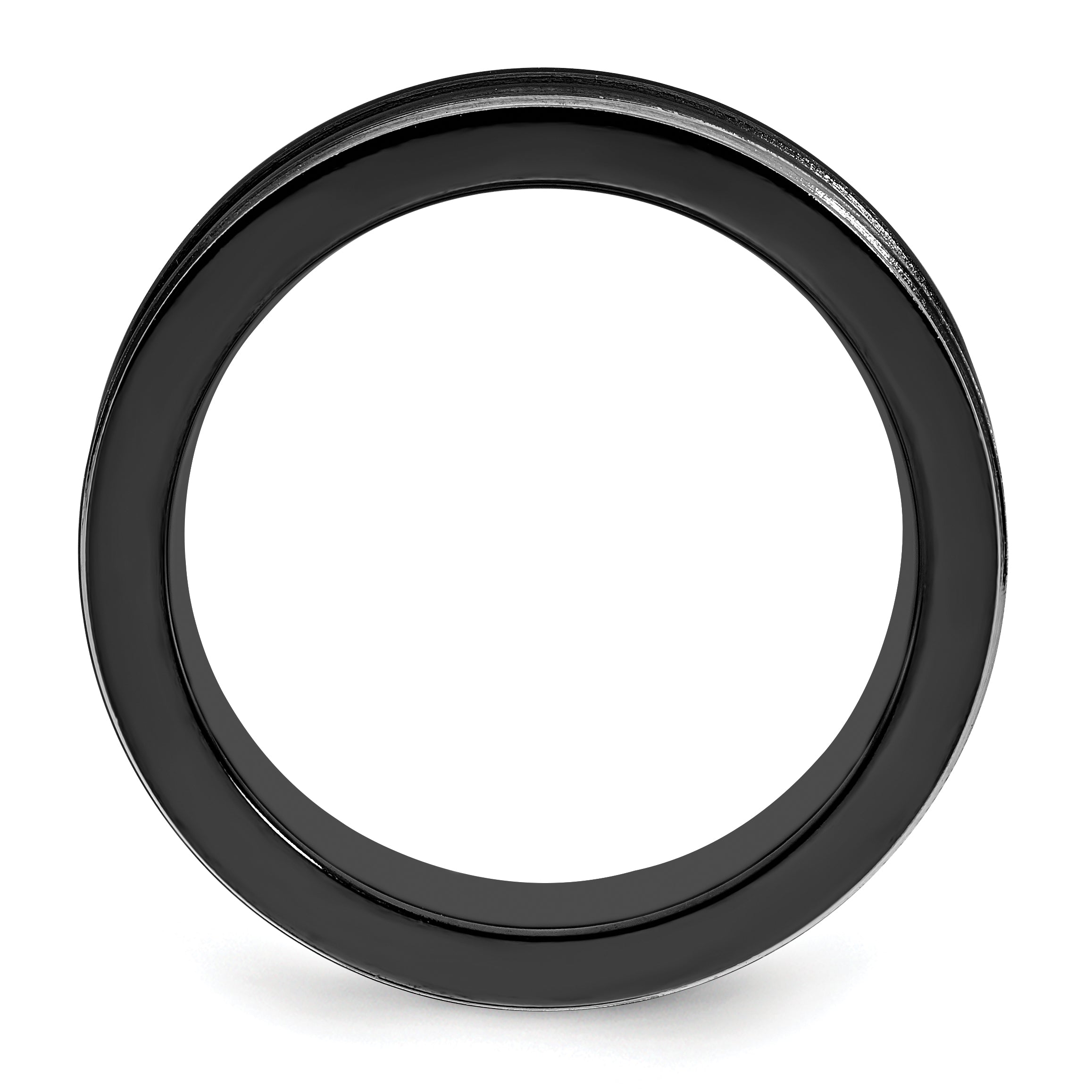 Grooved Concave Wedding Band in Black Titanium, 7mm